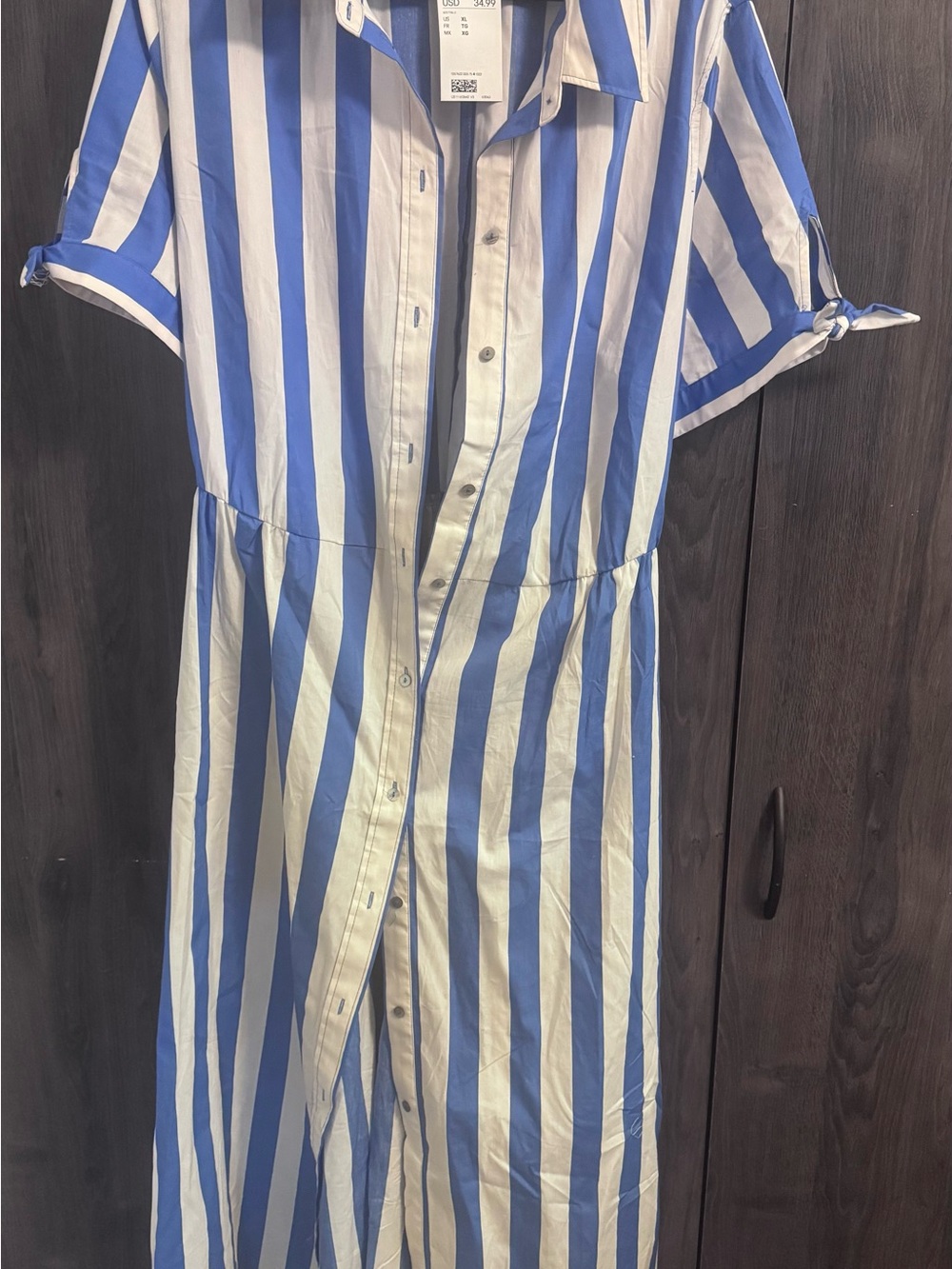 Striped Blue and White Button-Front women dress - Picture 7 of 7